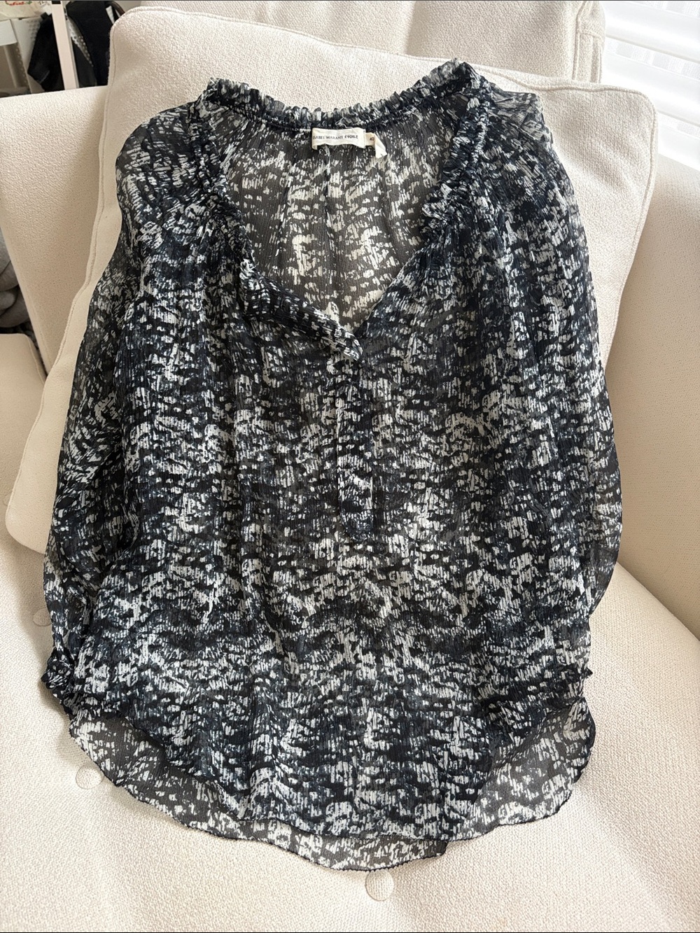 ISABEL MARANT ETOILE Women’s sheer long sleeves top with buttons size 40